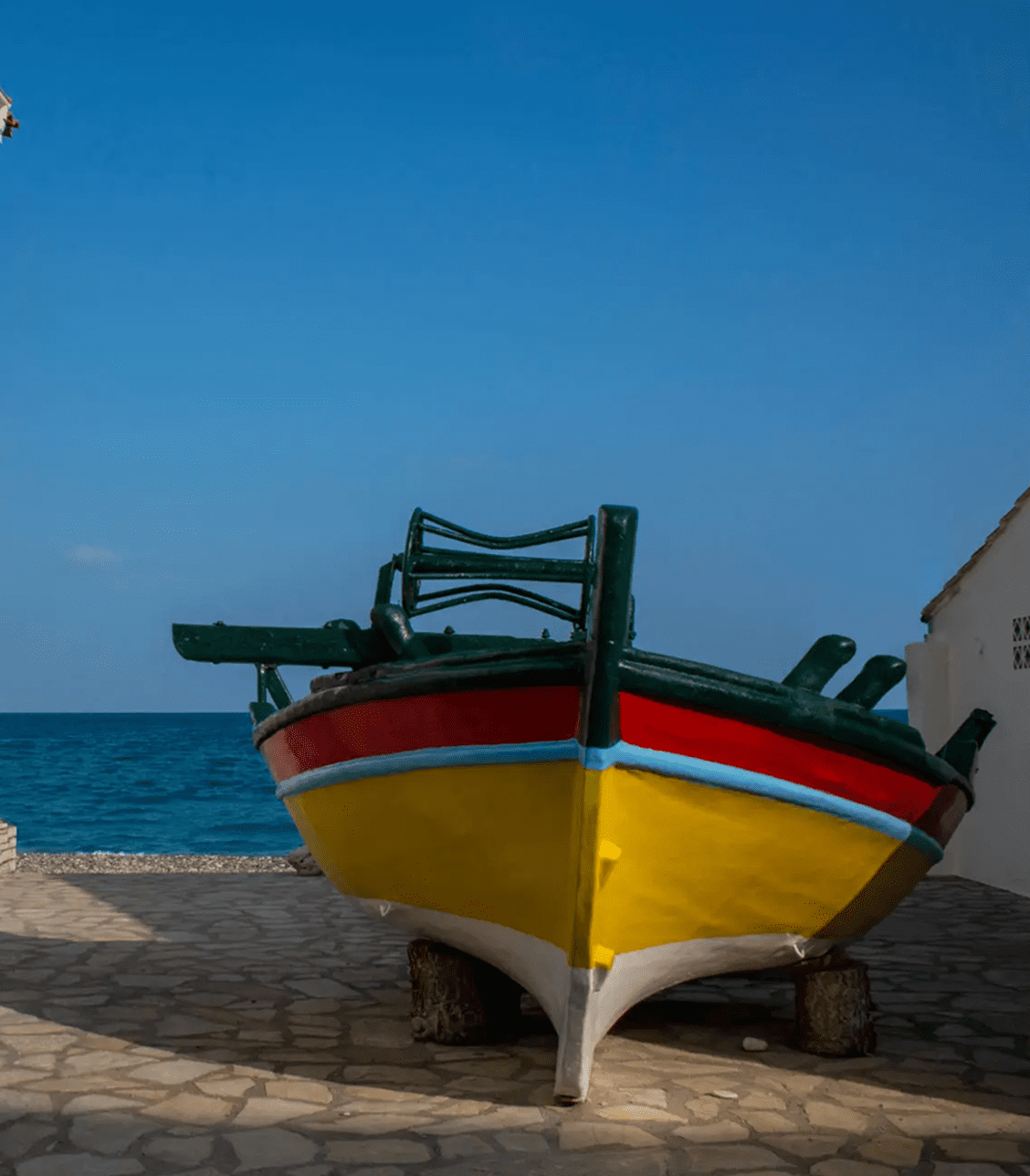 Colorful boat by the sea